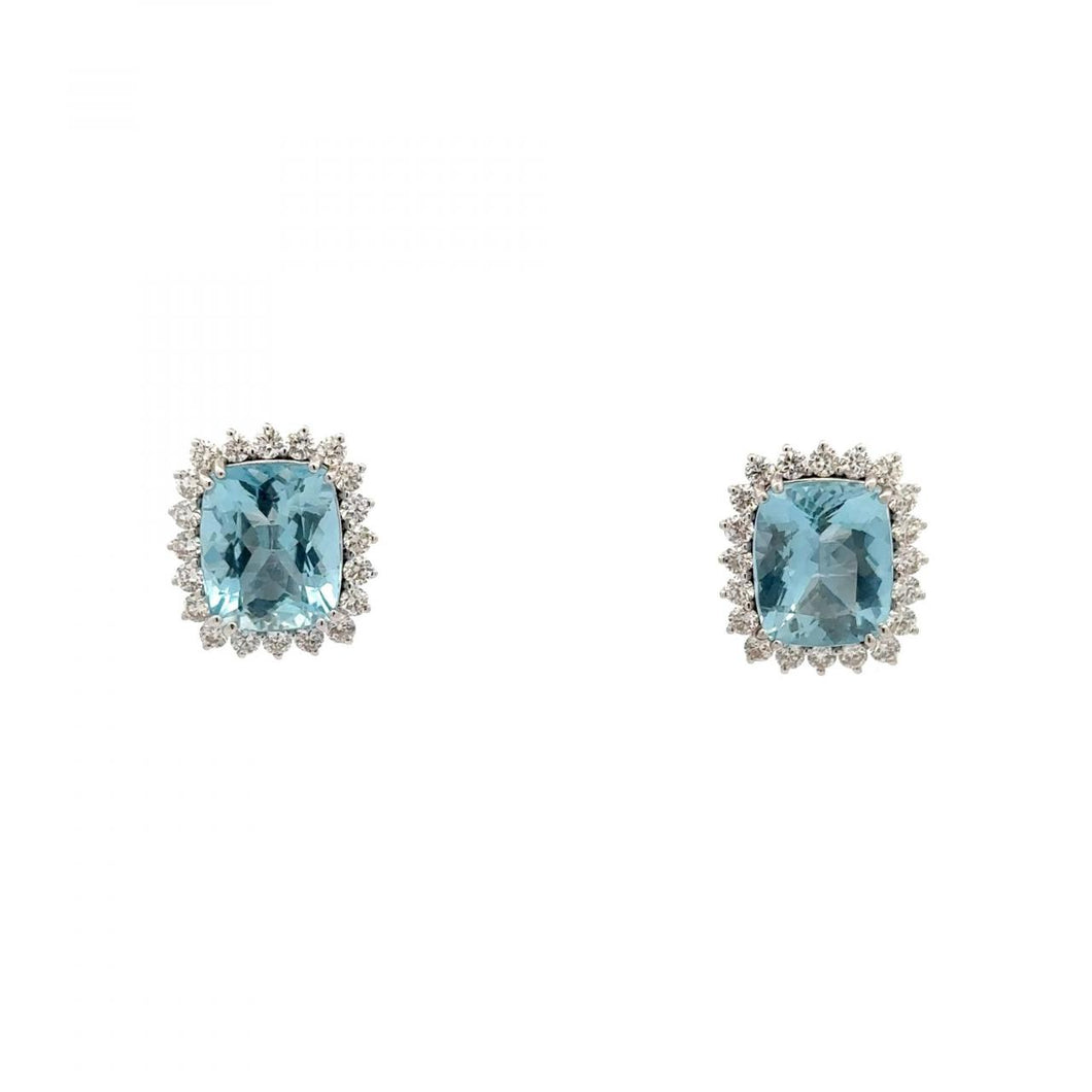 Maharaja 18K White Gold Aquamarine Earrings with Diamonds