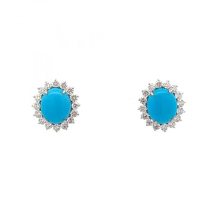 Maharaja 18K White Gold Turquoise and Diamond Earrings