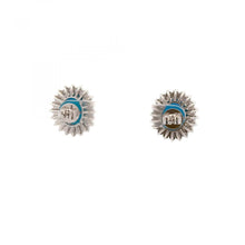 Load image into Gallery viewer, Maharaja 18K White Gold Turquoise and Diamond Halo Earrings
