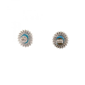 Maharaja 18K White Gold Turquoise and Diamond Halo Earrings