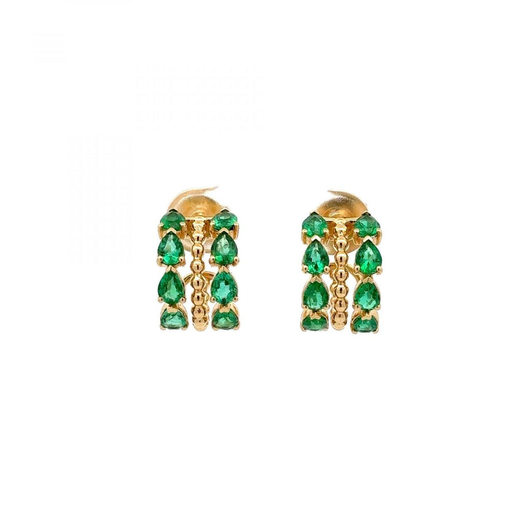 Maharaja 18K Gold Emerald Huggie Earrings