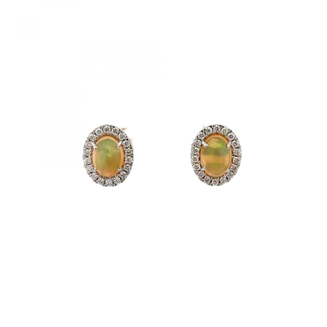 Maharaja 14K White Gold Opal Stud Earrings