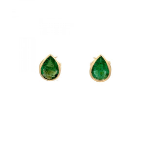 Maharaja 18K Gold Bezel-Set Emerald Stud Earrings