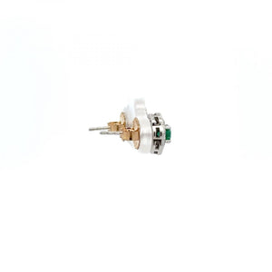 Maharaja 14K White Gold Emerald and DIamond Stud Earrings