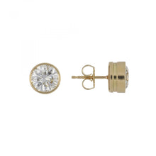 Load image into Gallery viewer, 4.19 Total Carat Weight Round Diamond 18K Gold Stud Earrings
