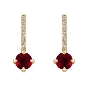 14K Gold Ruby and Diamond Drop Earrings