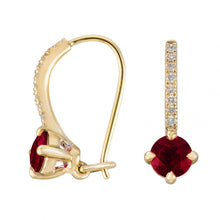Load image into Gallery viewer, 14K Gold Ruby and Diamond Drop Earrings
