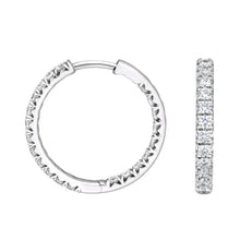 Load image into Gallery viewer, 18K White Gold Diamond Inside Out Hoop Earrings
