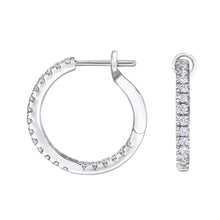 Load image into Gallery viewer, 18K White Gold Round Diamond Hoop Earrings
