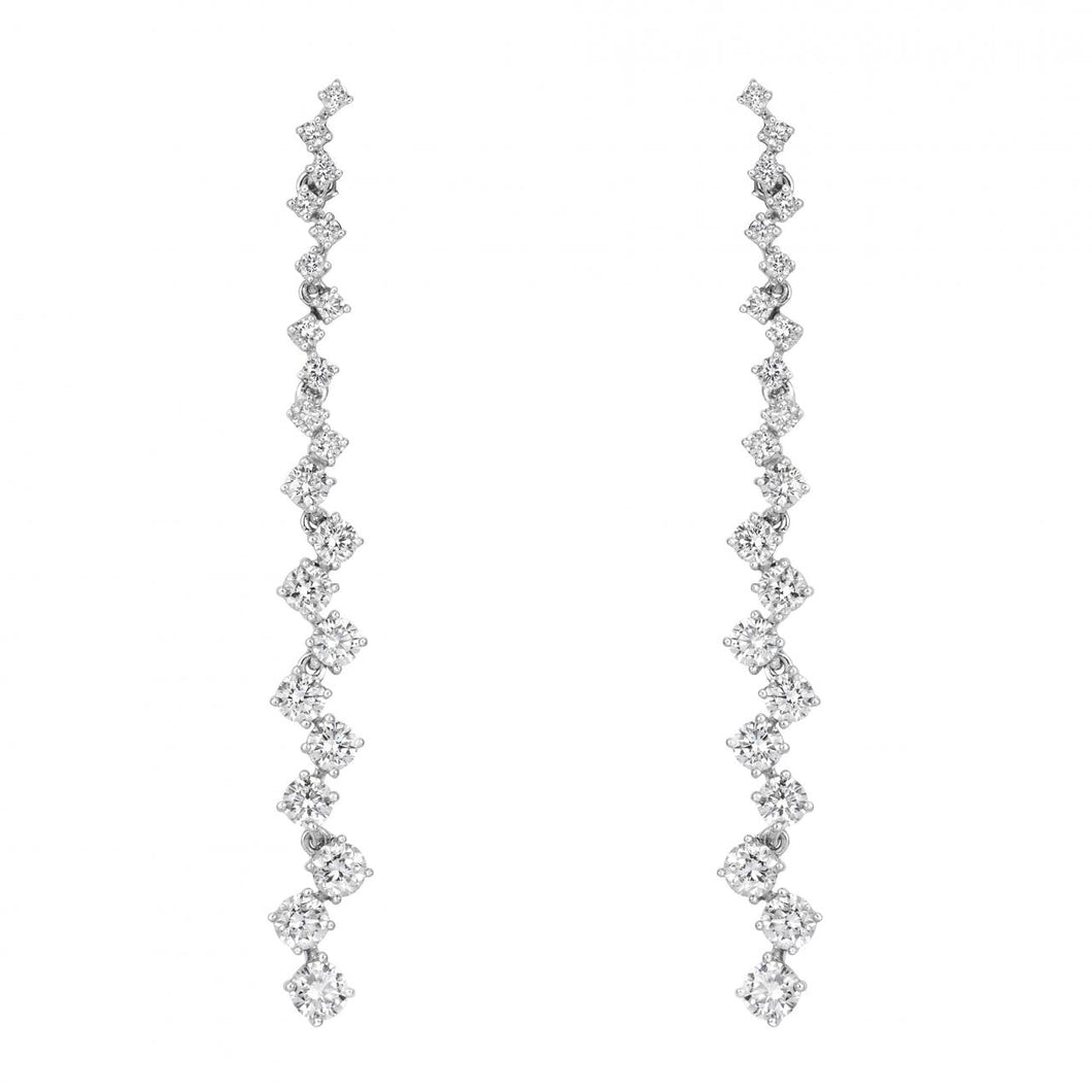 18K White Gold Diamond Cascade Drop Earrings