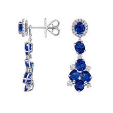Load image into Gallery viewer, 18K White Gold Sapphire and Diamond Drop Earrings
