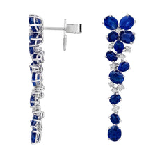 Load image into Gallery viewer, 18K White Gold Sapphire Flower Earrings

