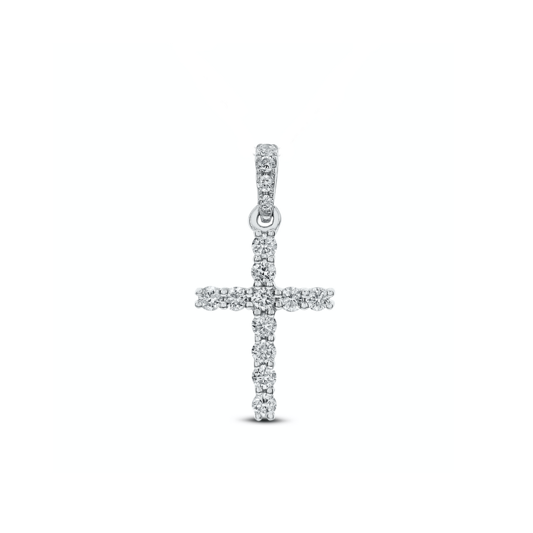 18K White Gold 0.25 Total Carat Weight Diamond Cross Pendant