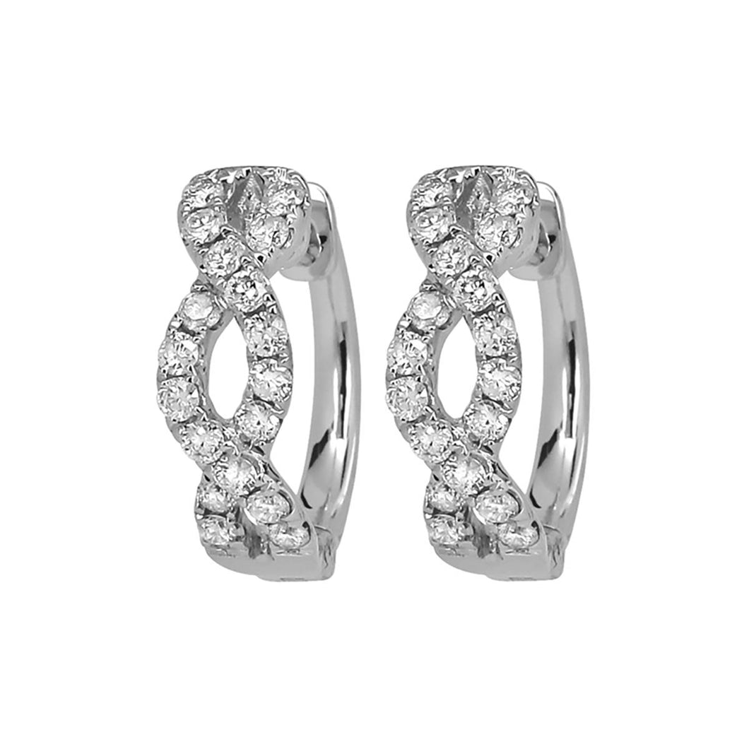18K White Gold Infinity Diamond Hoop Earrings