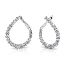 Load image into Gallery viewer, 14K White Gold Curved Diamond Hoop Earrings
