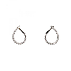14K White Gold Curved Diamond Hoop Earrings