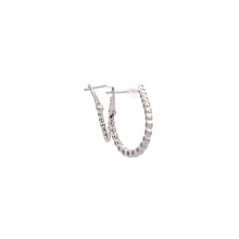 Load image into Gallery viewer, 14K White Gold Curved Diamond Hoop Earrings
