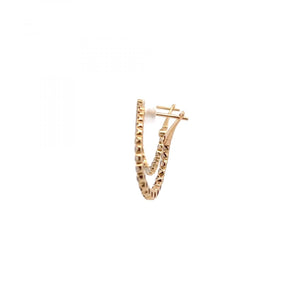14K Gold Curved Diamond Hoop Earrings