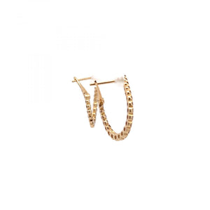 14K Gold Curved Diamond Hoop Earrings