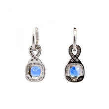Load image into Gallery viewer, 14K White Gold Sapphire Drop Earrings with Diamonds
