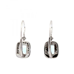 14K White Gold Aquamarine and Diamond Drop Earrings