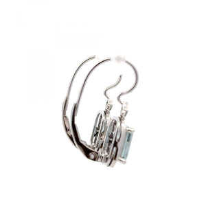 14K White Gold Aquamarine and Diamond Drop Earrings