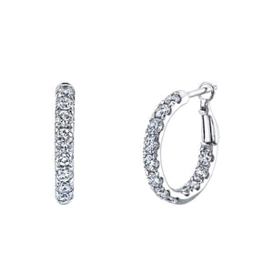1.93 Carat 18K White Gold Round Diamond Hoop Earrings