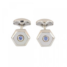 Load image into Gallery viewer, Deakin &amp; Francis Sterling Silver Mother-of-Pearl and Sapphire Cufflinks
