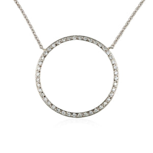 Diamond Circle Platinum Pendant Necklace