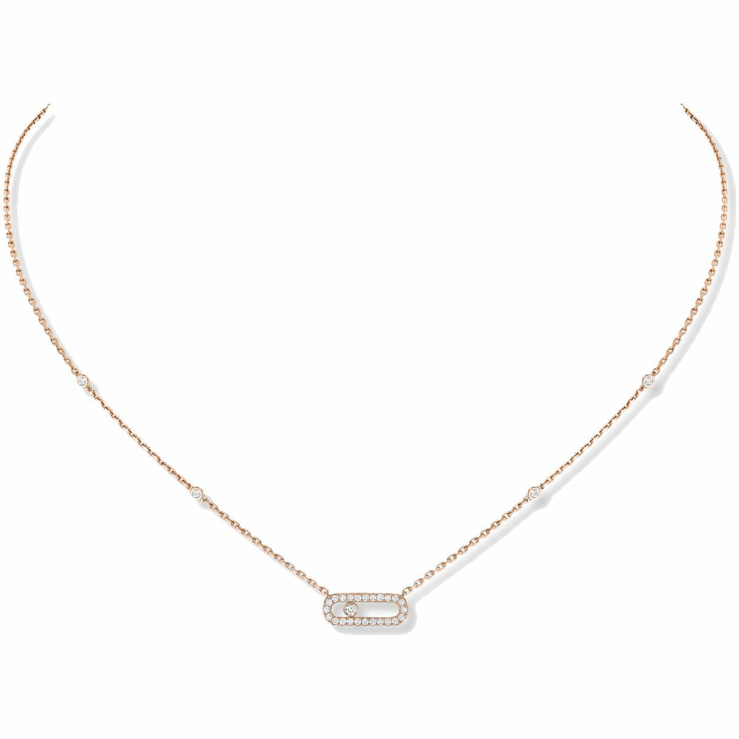 Messika 18K Rose Gold 'Move Uno' Pavé Diamond Necklace