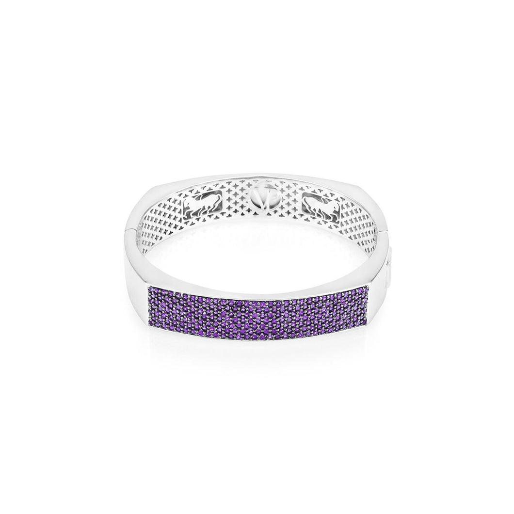 Vincent Peach Sterling Silver 12mm 'Toulouse' Bangle with Amethysts