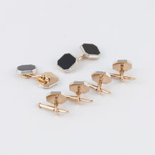 Load image into Gallery viewer, Estate 14K Two-Tone Gold Onyx Stud Set
