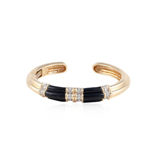 Onyx and Diamond 14K Gold Cuff Bracelet