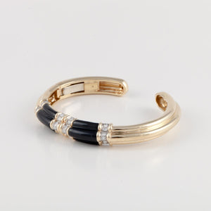 Onyx and Diamond 14K Gold Cuff Bracelet