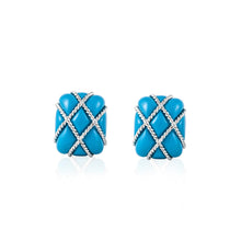 Load image into Gallery viewer, Estate 18K White Gold Turquoise Earrings
