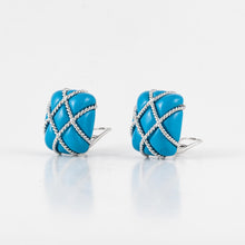 Load image into Gallery viewer, Estate 18K White Gold Turquoise Earrings
