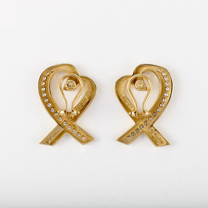 Estate Tiffany & Co. 18K Gold Diamond Heart Earrings