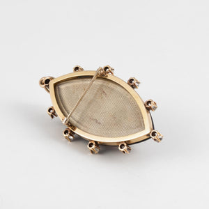 Victorian 16K Gold Onyx and Diamond Pendant/Brooch