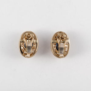 Estate 18K Gold Sapphire and Diamond Earrings