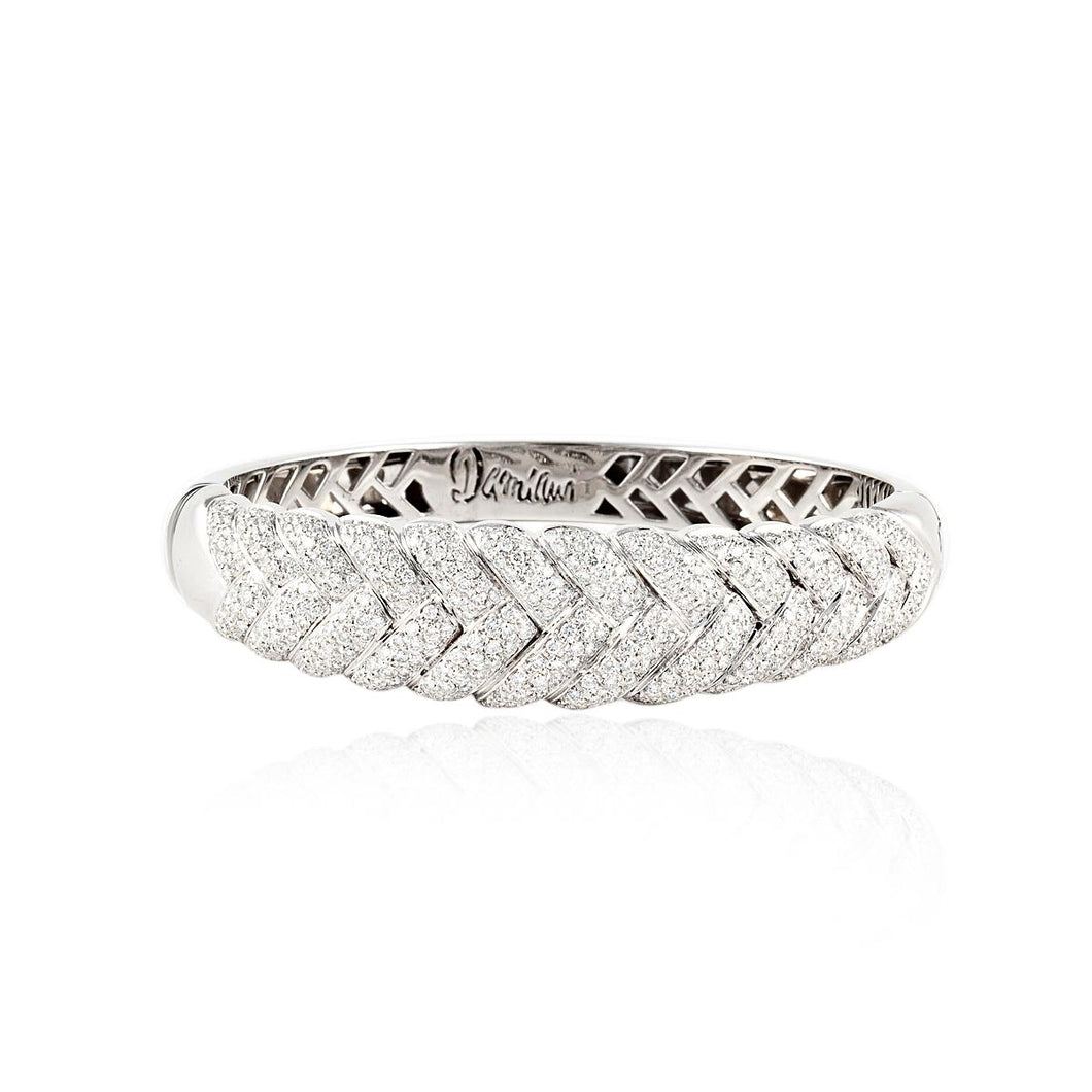 Estate Damiani 18K White Gold Diamond Bangle Bracelet Tenenbaum Jewelers
