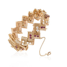 Load image into Gallery viewer, Vintage 1960s French 18K Gold Diamond and Ruby Bracelet

