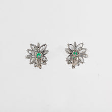 Load image into Gallery viewer, Estate Platinum Diamond and Emerald Earrings
