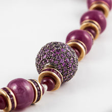 Load image into Gallery viewer, Estate 18K Gold Pink Sapphire and Ruby Bead Necklace

