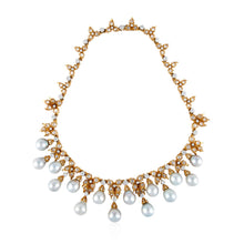 Load image into Gallery viewer, Estate Buccellati 18K Gold Diamond and Cultured Baroque Pearl Necklace
