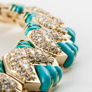 Estate Hammerman Bros. 18K Gold Diamond and Turquoise Necklace