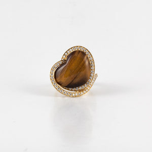 Estate Roberto Coin 18K Gold Tiger Eye and Diamond Earrings and Ring