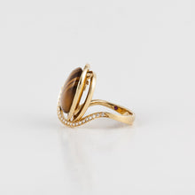 Load image into Gallery viewer, Estate Roberto Coin 18K Gold Tiger Eye and Diamond Earrings and Ring
