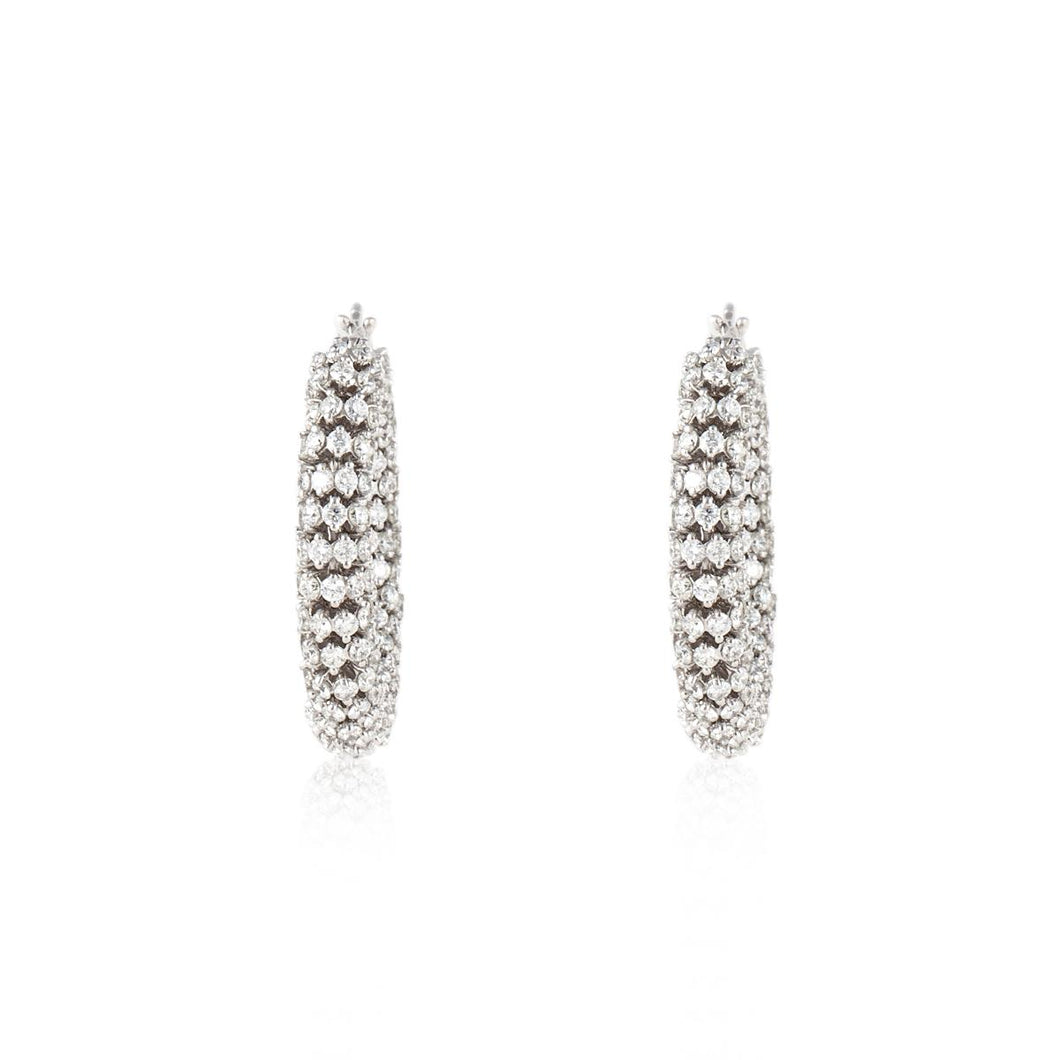 Estate Odelta 18K White Gold Diamond Hoop Earrings