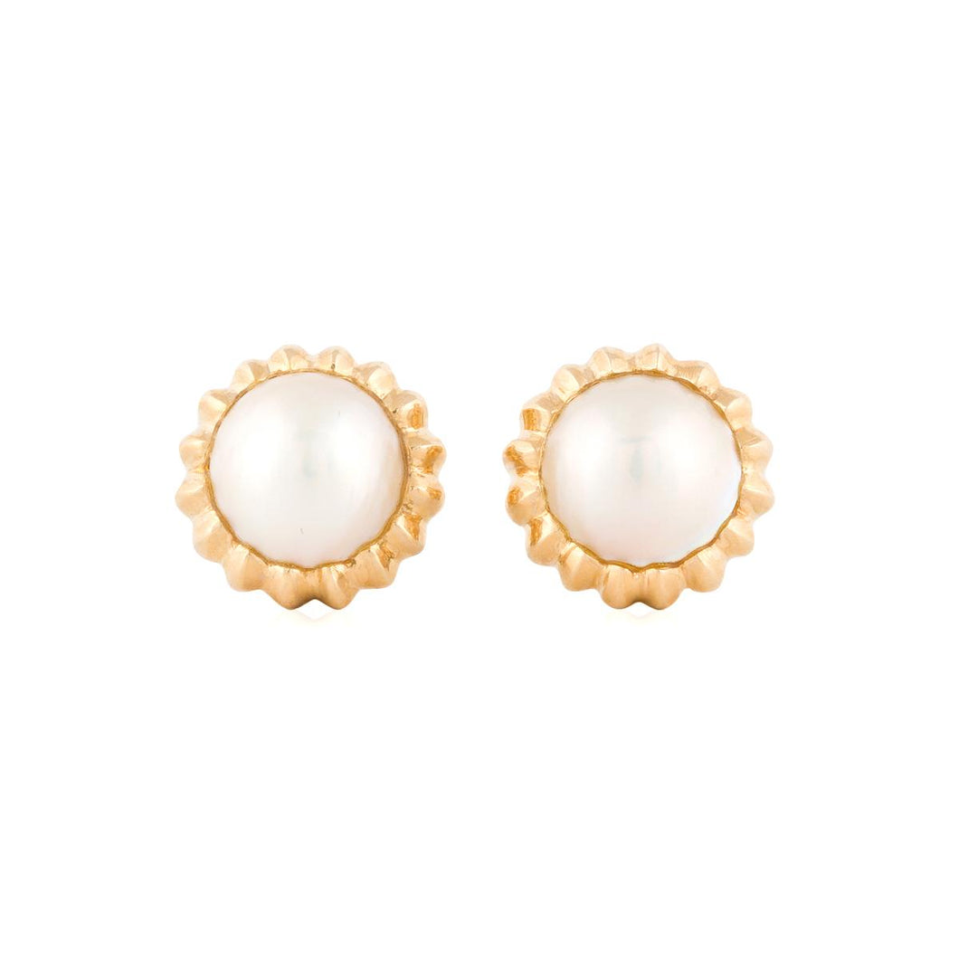 Estate 14K Gold Mabé Pearl Earrings