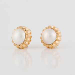 Estate 14K Gold Mabé Pearl Earrings